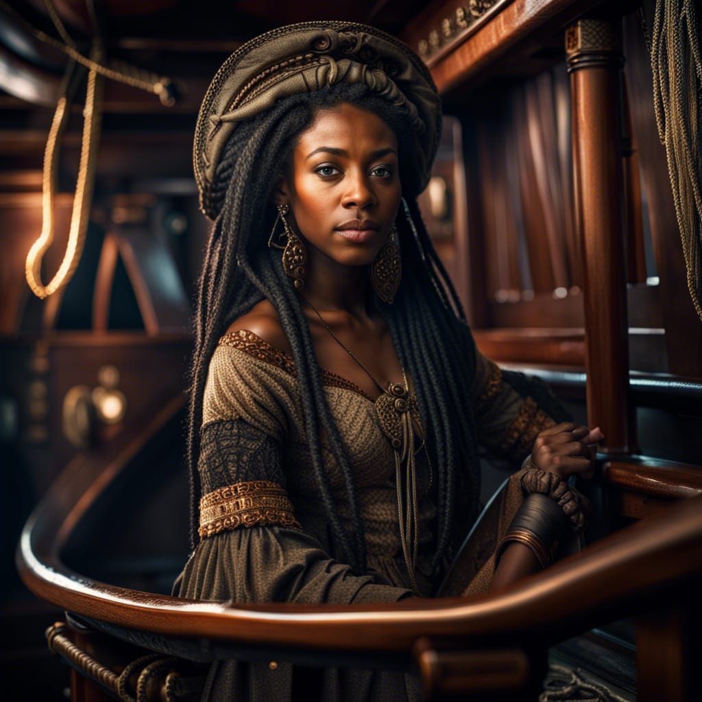 Renaissance Woman Portrait on a Ship in HDR
