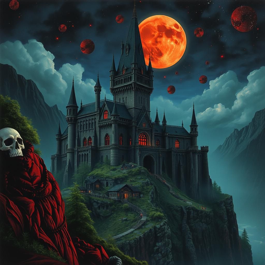 Dracula's Castle: Occult Horror Illustration