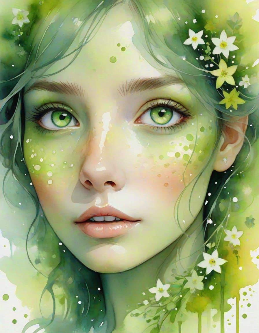 Ethereal Watercolor Portrait in Pastel Hues