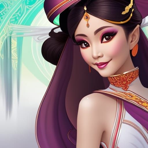 Vietnamese Girl in Ao Dai: Hyperdetailed Portrait