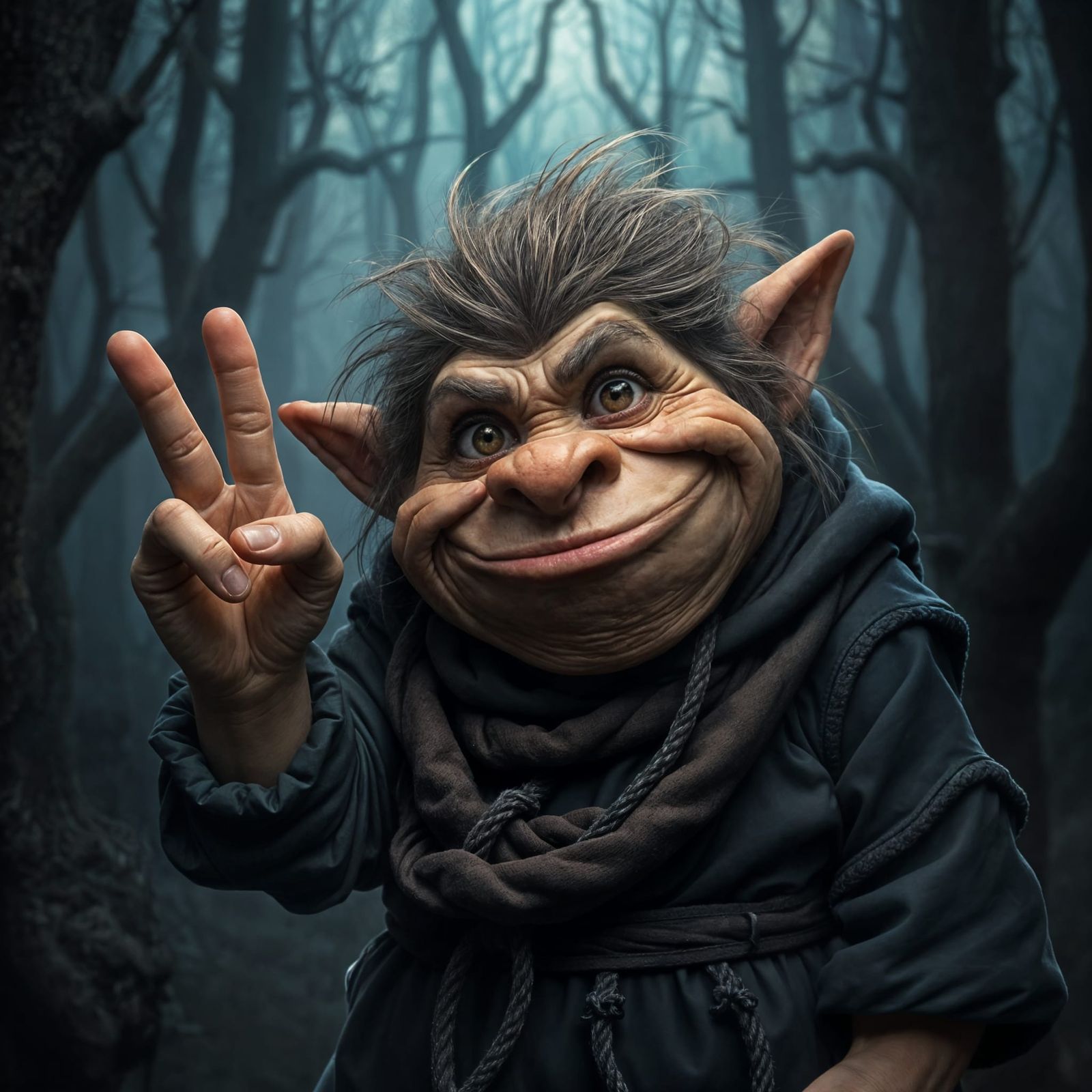 Cozy Troll Portrait in Atmospheric Forest