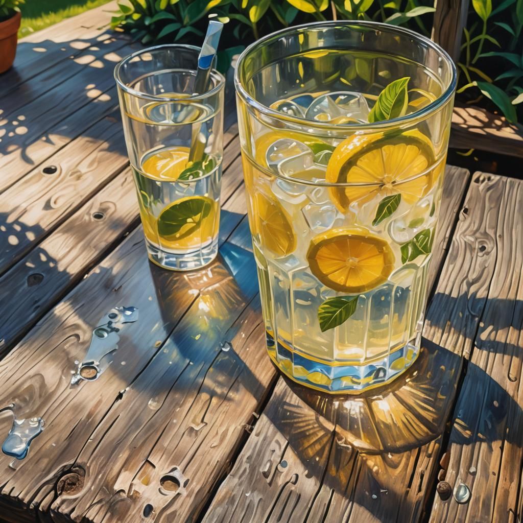 Vibrant Lemonade Still Life as Oil Painting