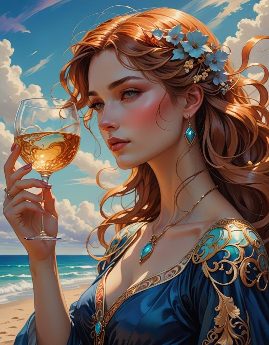 Elegant Female in Art Nouveau Style