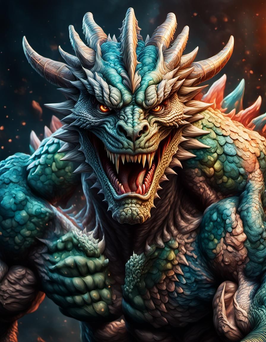 monster dragon massive muscular muscle man