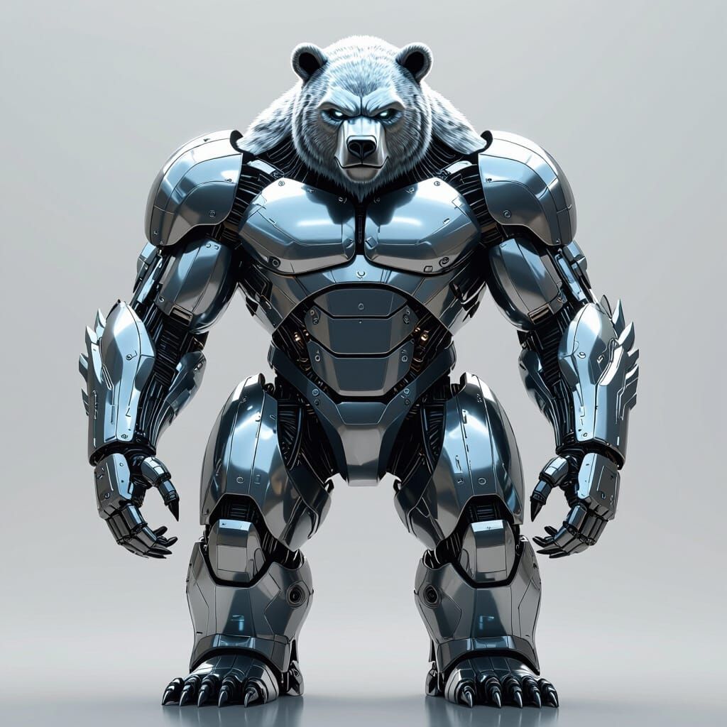 Metallic Gorilla Bear with Intricate Details