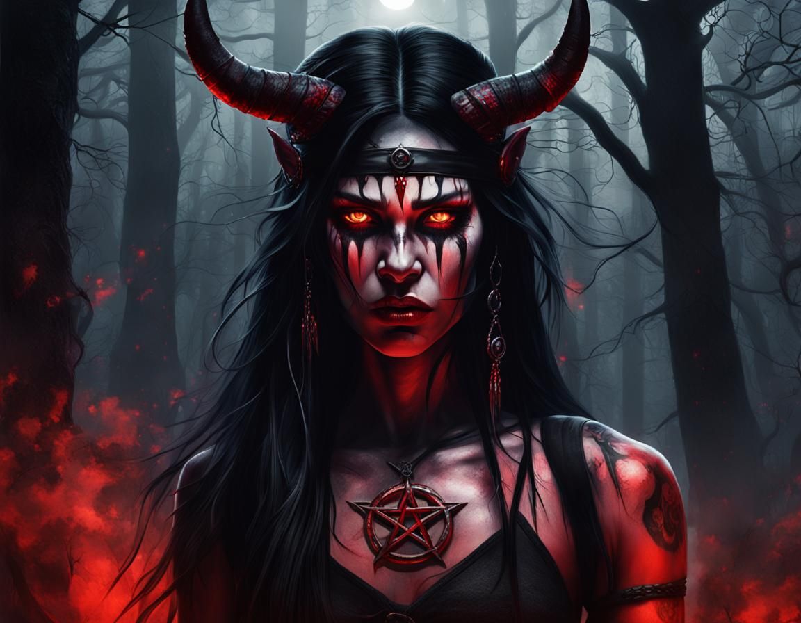 Hell Demon Girl Portrait in Hyperrealistic Style