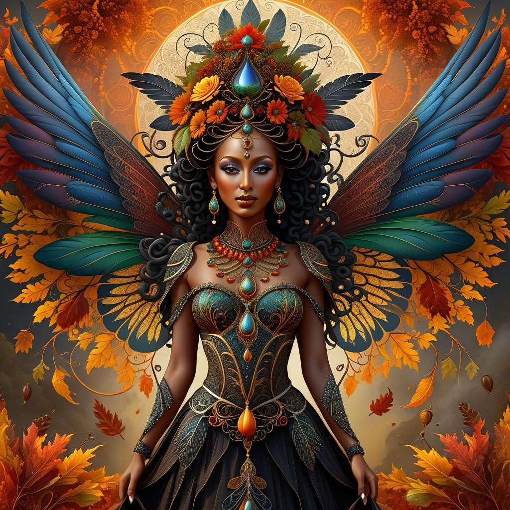 Autumn Harvest Fairy in Gothic Kinetic Art