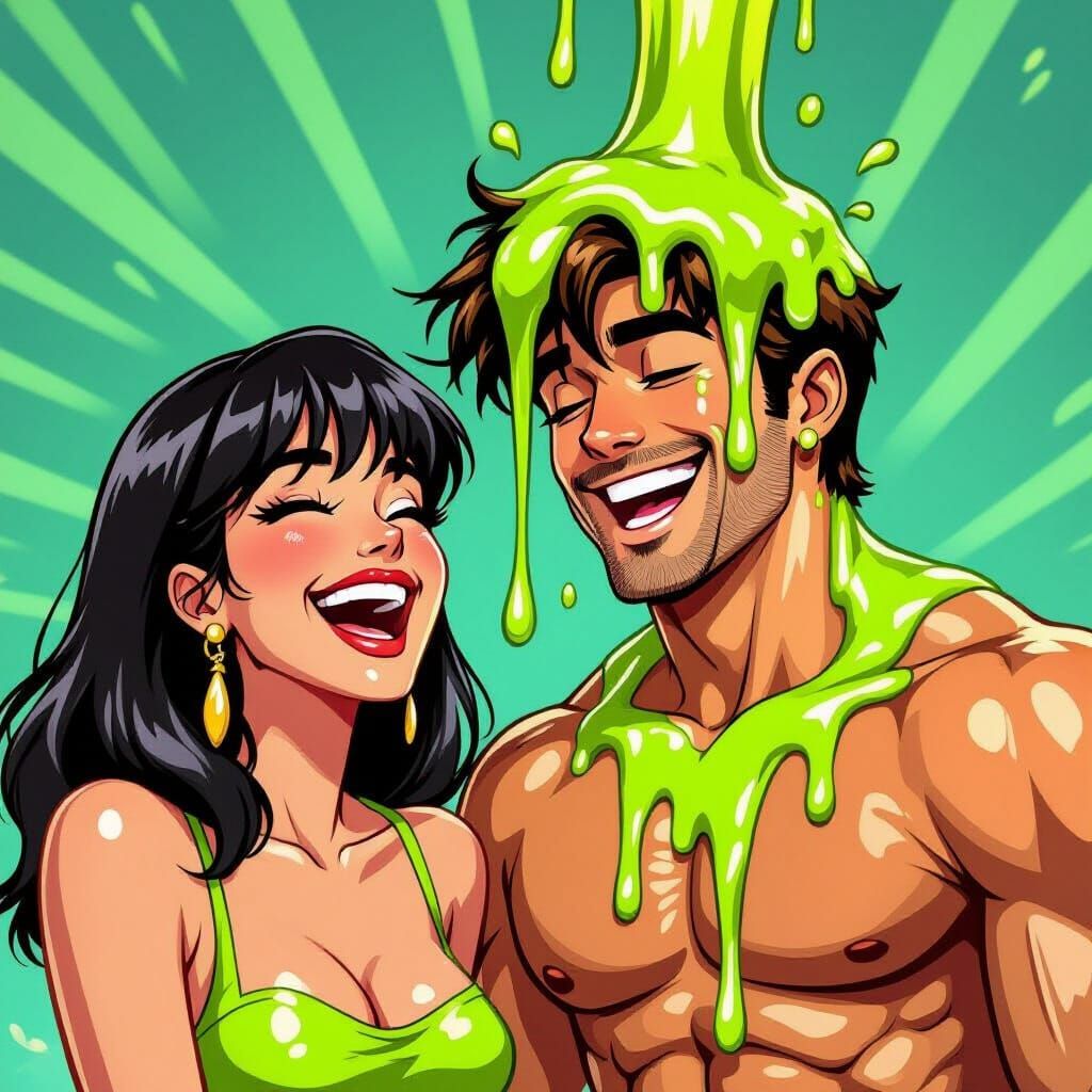 Woman Laughs as Man Gets Drenched in Nickelodeon Slime