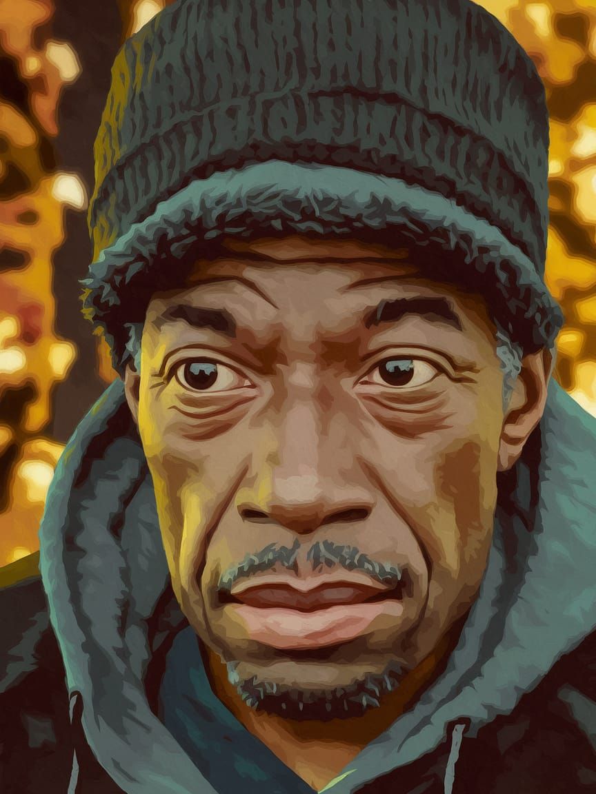 Thoughtful Portrait of an Older Man in Digital Art Style