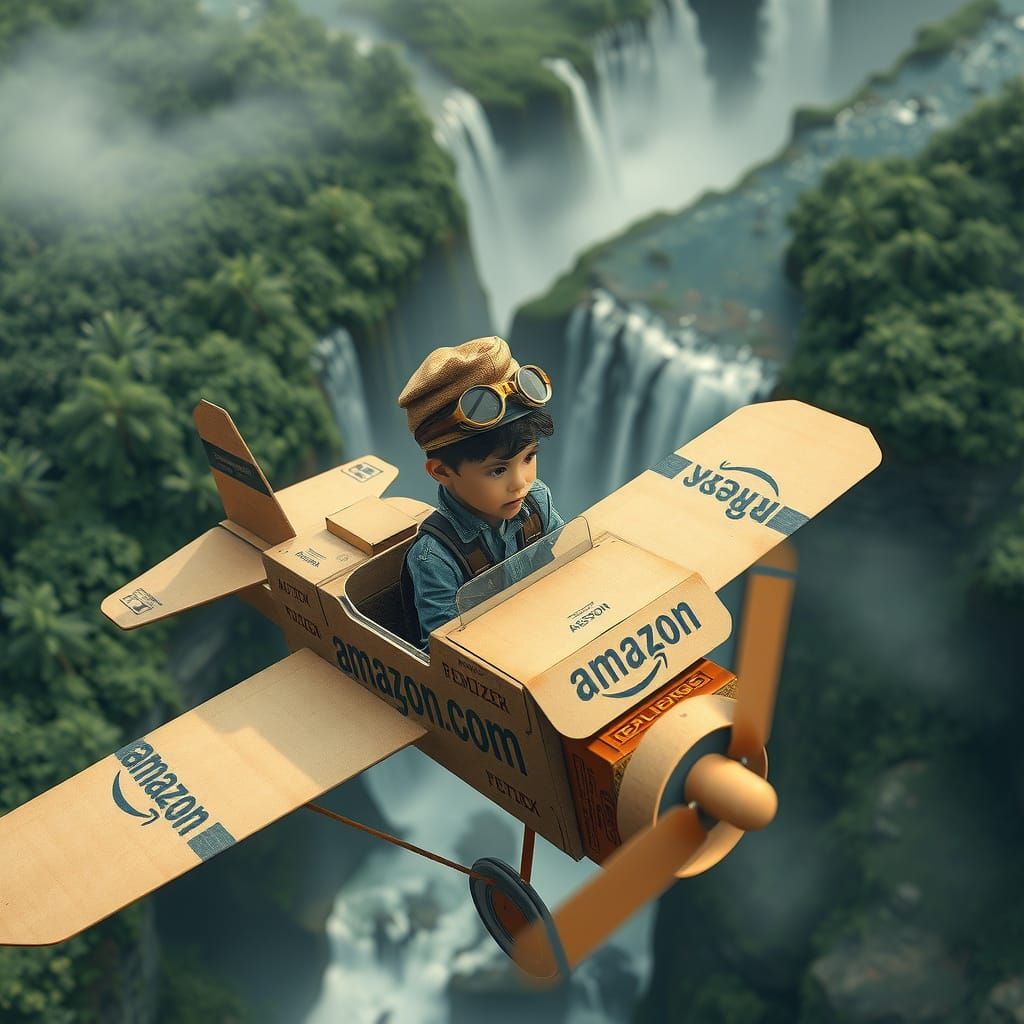 Boy Soars Over Amazon in Cardboard Biplane