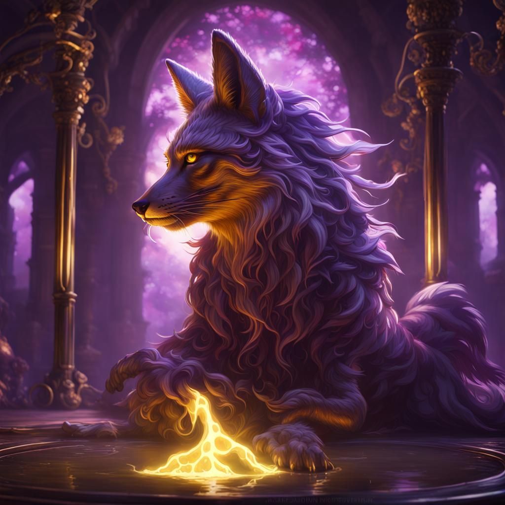 Lightning Onyx Fox in Dark Fantasy Style