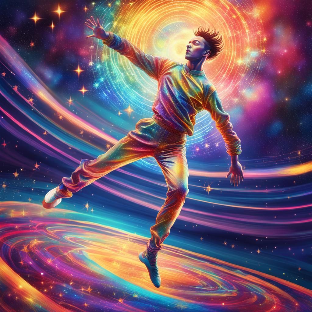 Gymnast's Astral Leap: A Visionary Illustration