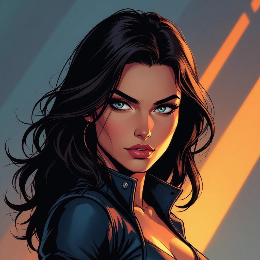 Heroic Woman in Comic Book Style Art