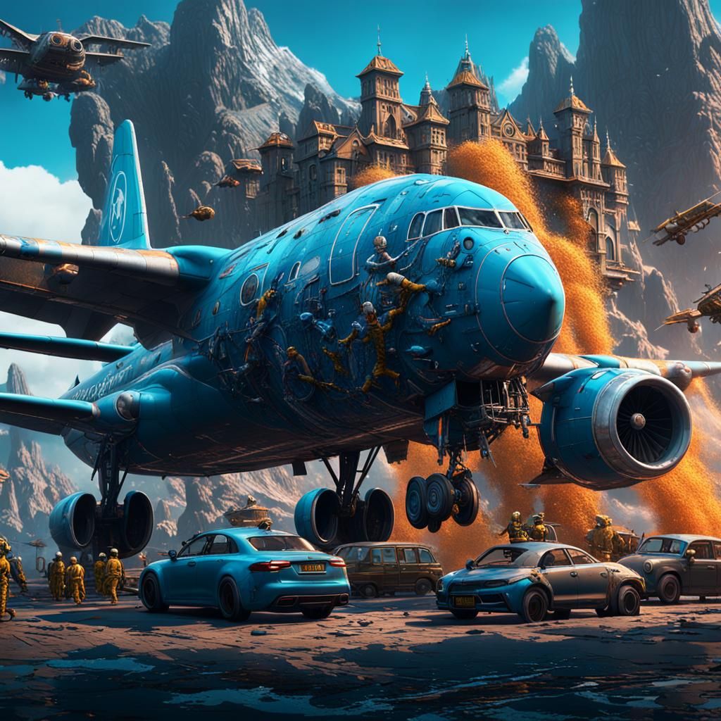 Detailed Matte Painting of a Plane Crash