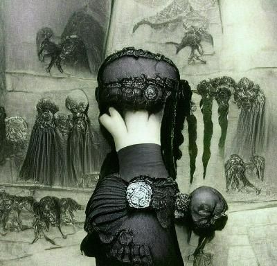 Victorian Goth Mahou Shoujo with Skulls
