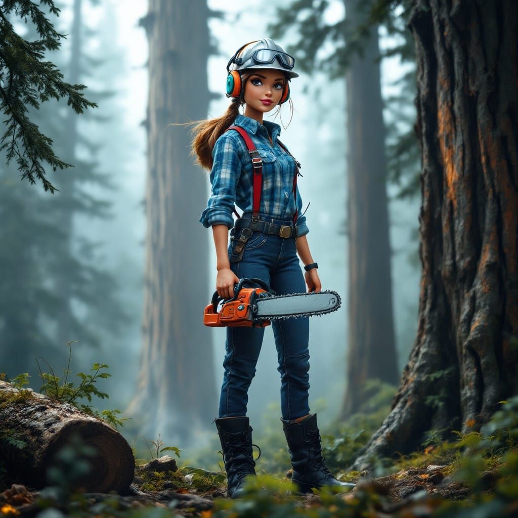 Barbie-Like Logger Doll in Rugged Alaskan Outfit