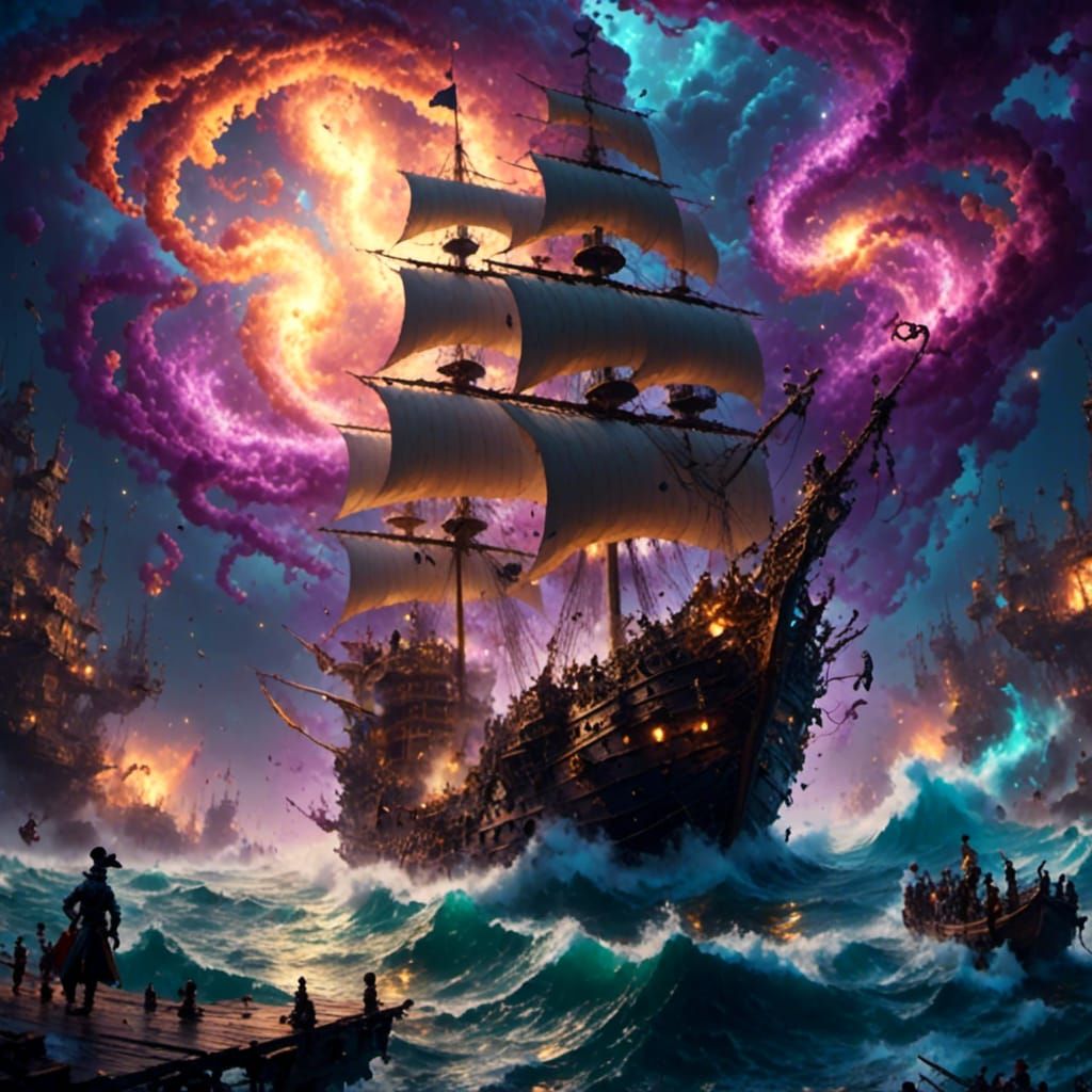 Epic Pirate Ship vs Kraken in Whirlpool Storm