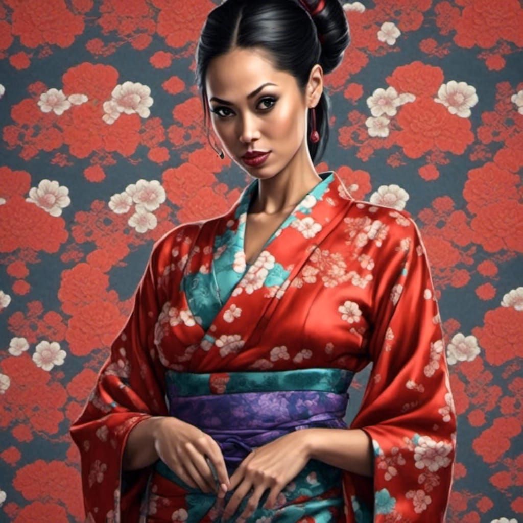 Geisha in Open Kimono, Bruce Timm Art Style