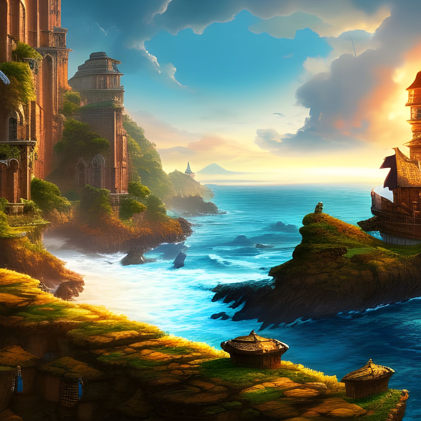 Medieval Knight on Coastline, Digital Illustration