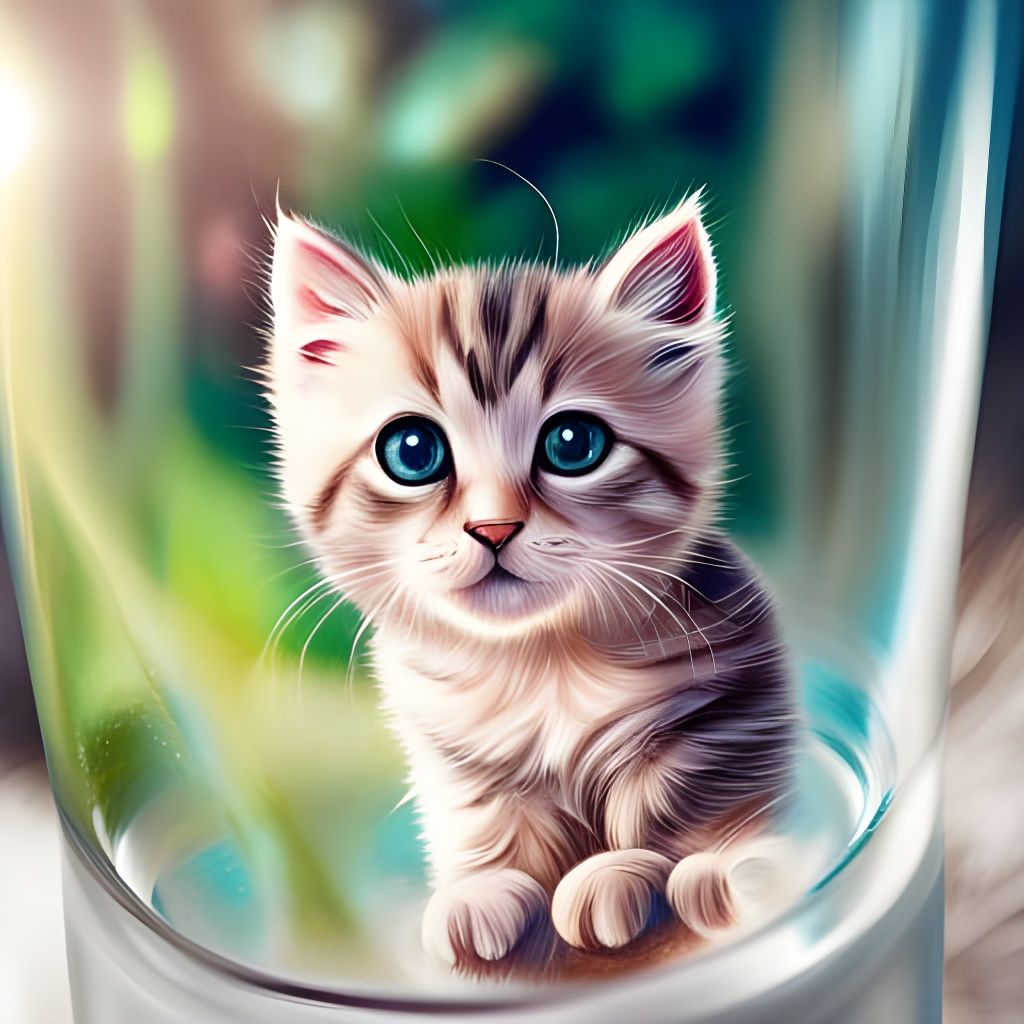 Kitten in Glitter Bottle: Digital Art by Artgerm