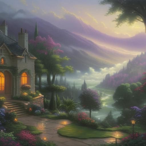 Oasis Villa: Ethereal Fantasy Landscape