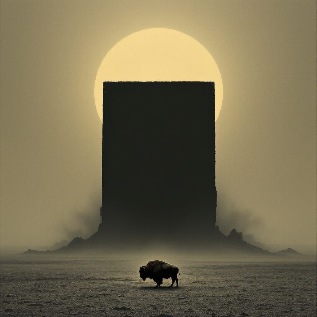 Monolithic Shape in Wasteland: Minimalist Album Cover