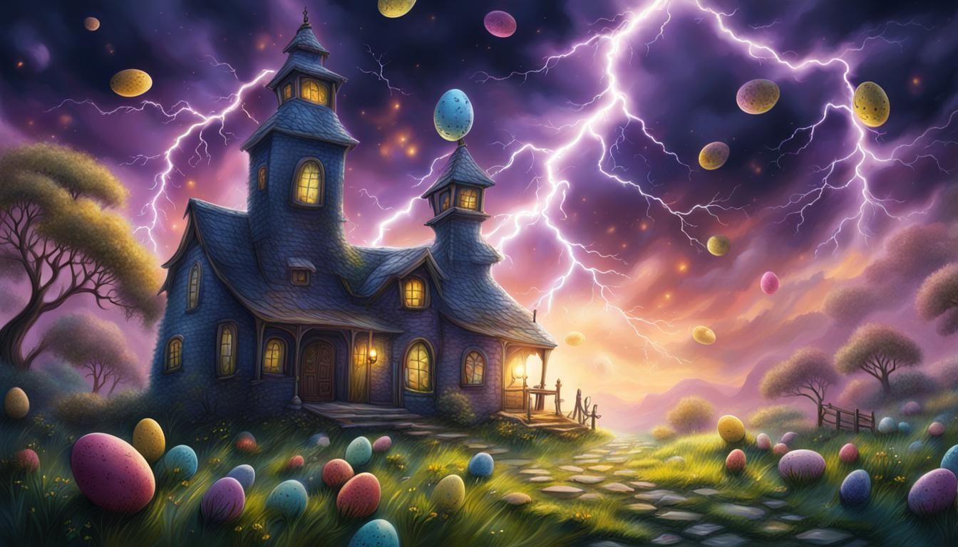 Easter Fantasy Painting with Volumetric Lighting
