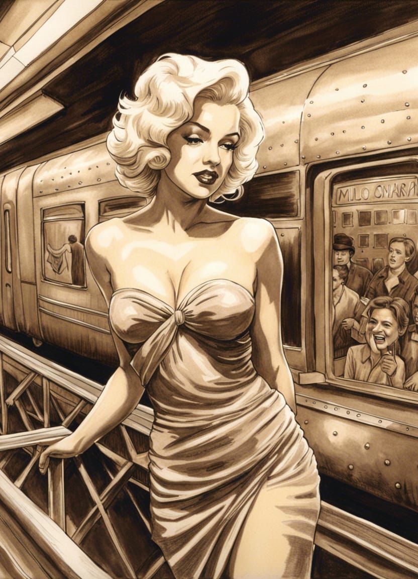 Marilyn Monroe above a subway entrance