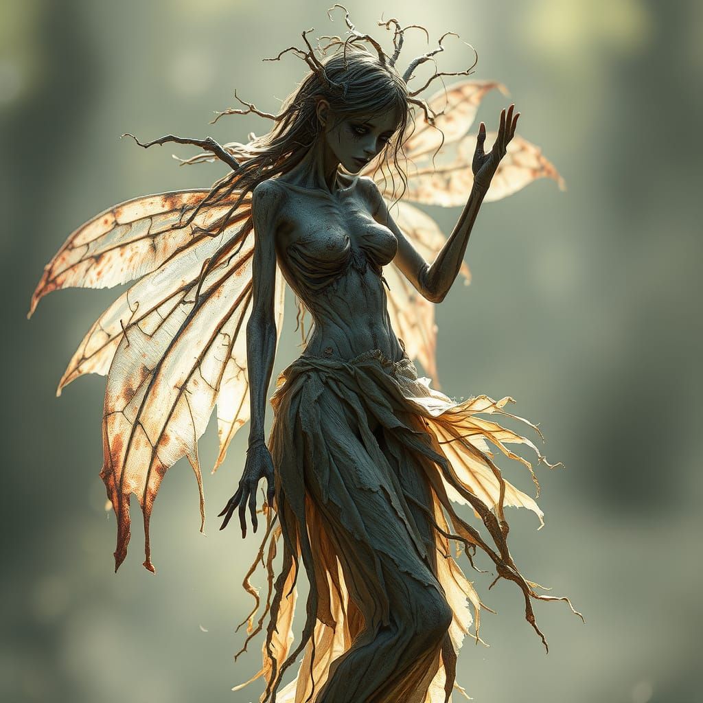 Ethereal Decay Fairy in Iridescent Mosaic