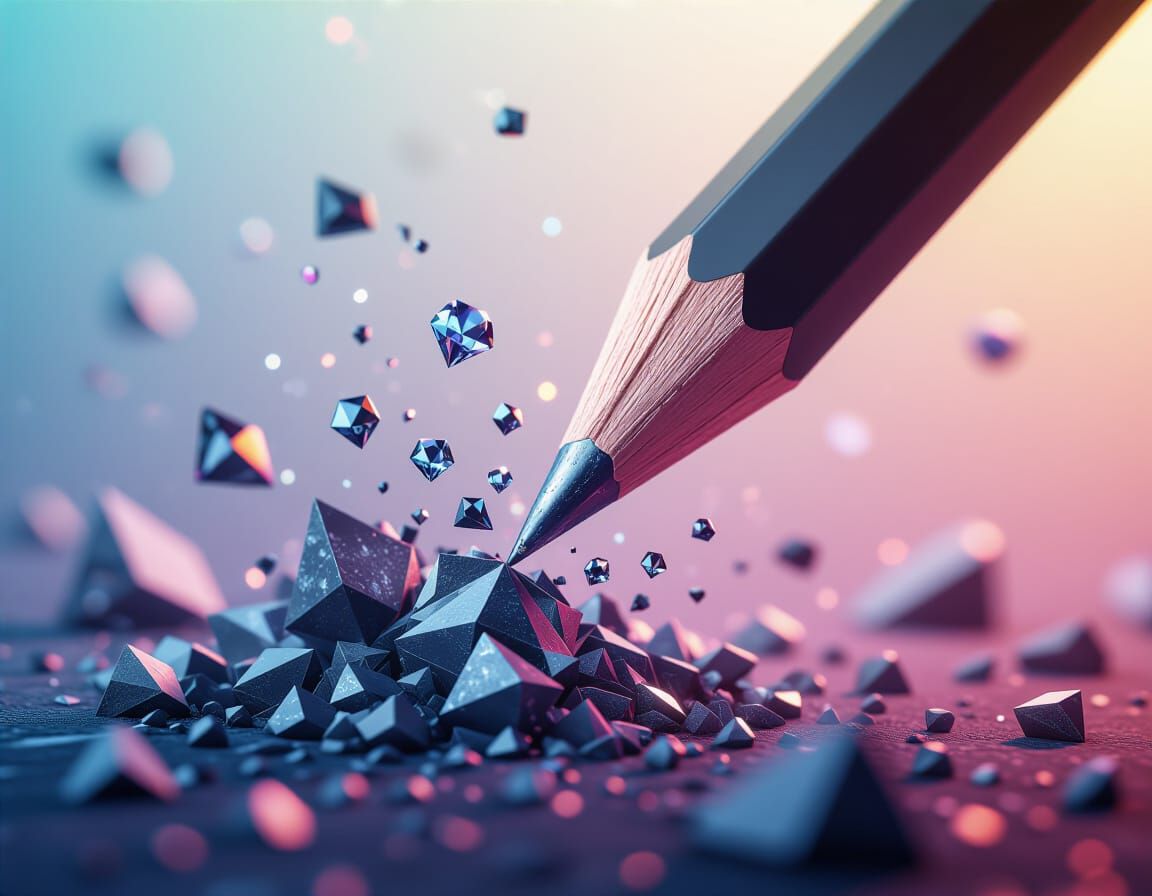 Hyperrealistic Graphite Metamorphosis into Diamond Pencil Ti...