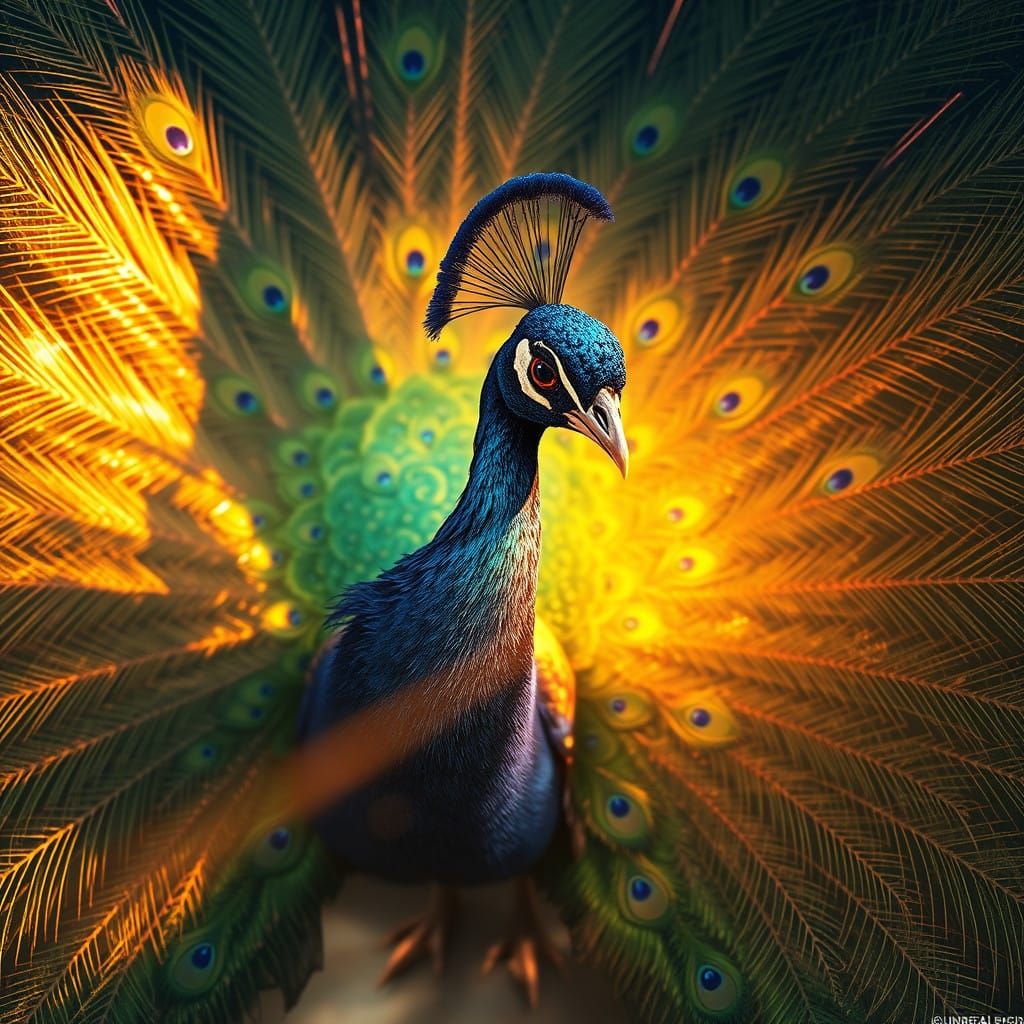 Majestic Peacock in Mythical Splendor