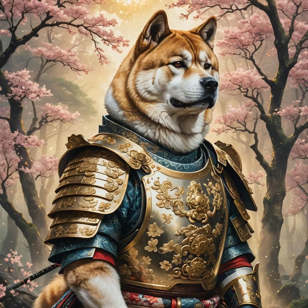 Akita Samurai in Ornate Japanese Armor