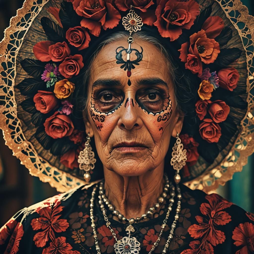 Spanish Woman as Catrina in Cinematic Style
