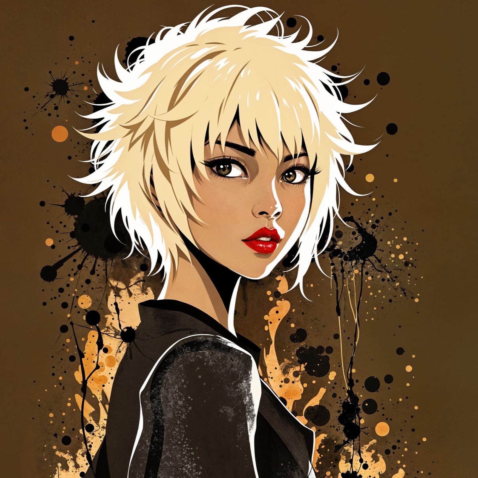 Surreal Sepia Silhouette of a Confident Japanese Woman