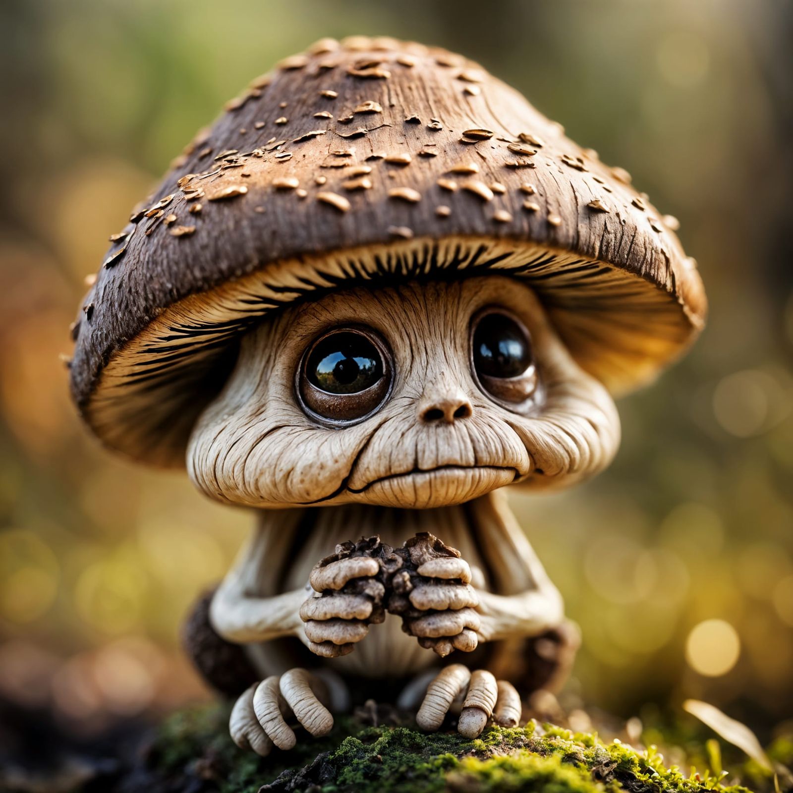 Anthropomorphic Mushroom Tilt-Shift Close-Up