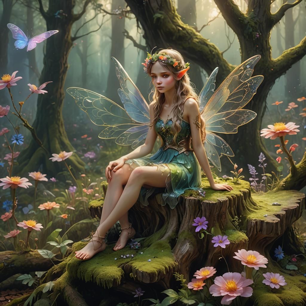 Fantasy Fairy Portrait in Digital Painting Style