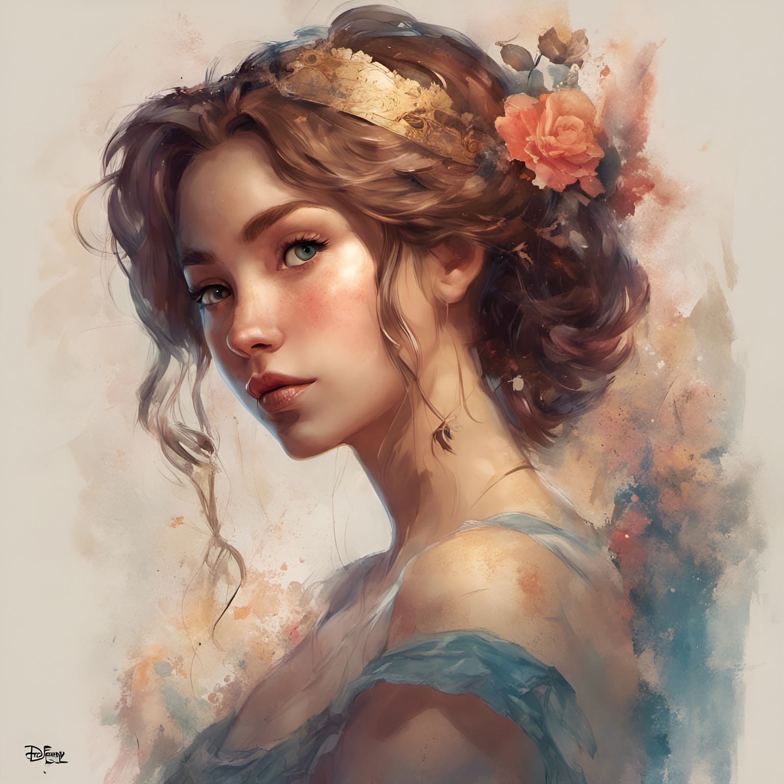 Stunning Disney Princess Portrait in Digital Illustration St...