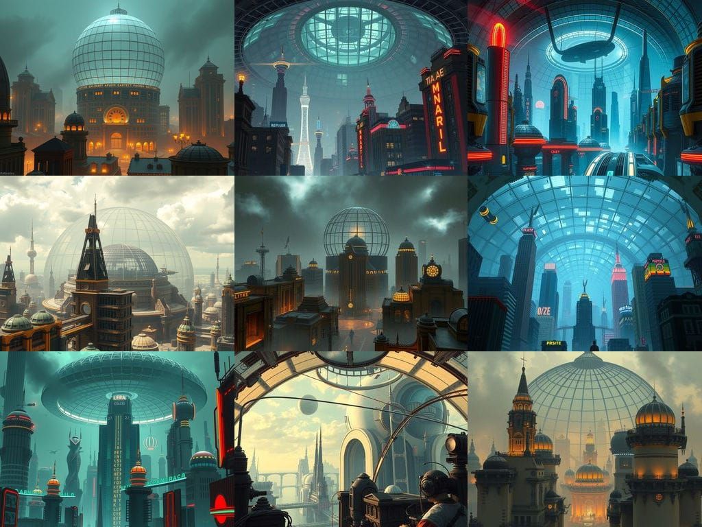City Under Glass Dome in BioShock Style