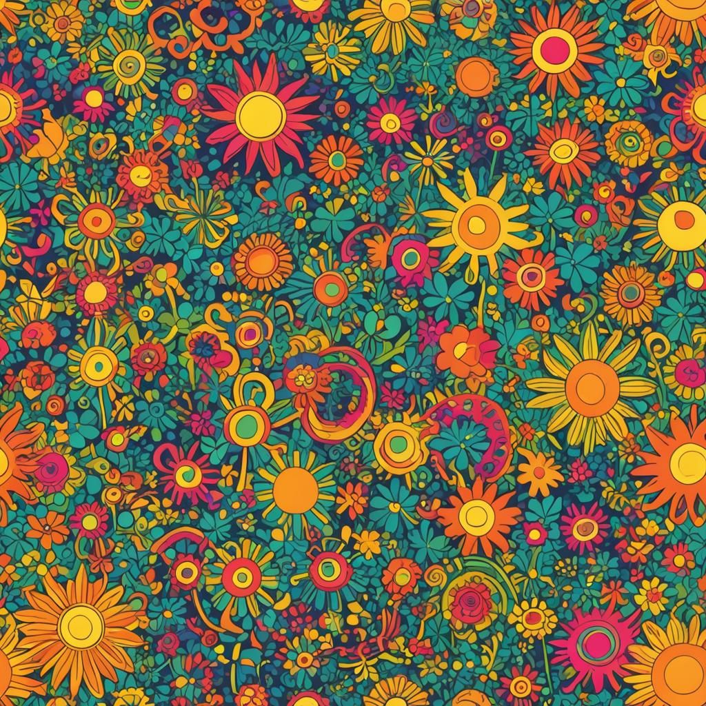 Groovin on a sunny afternoon 1960s style psychedelic art sunny minimalist concept art