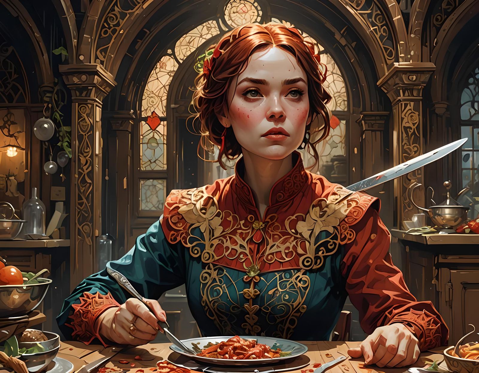 Ms. Scarlet in Kitchen, Digital Concept Art
