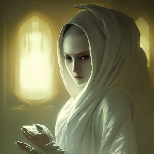 Detailed Pocong Illustration in Dark Fantasy Style