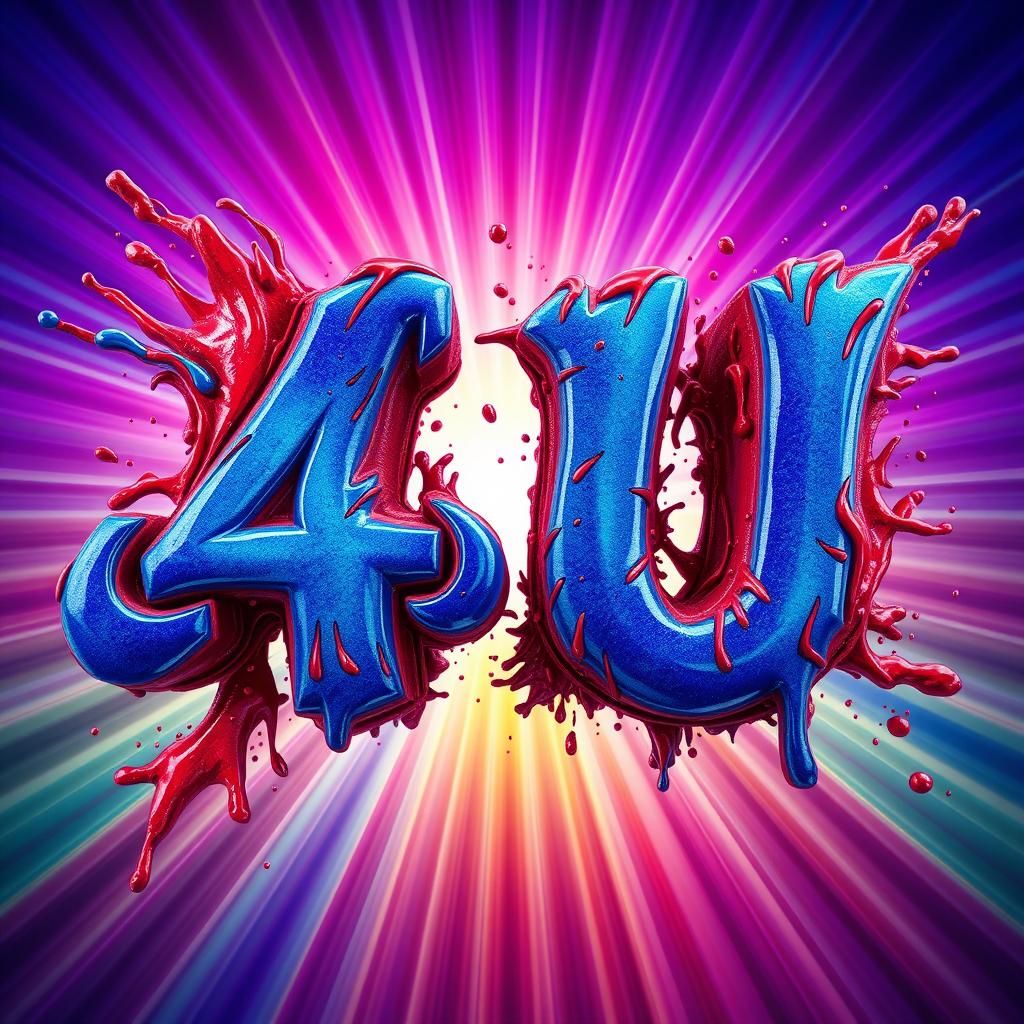 Vibrant 3D Calligraphic Letters '4U' in Graffiti Art Style