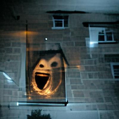 Eerie Face in Dark Window: A Suspenseful Image