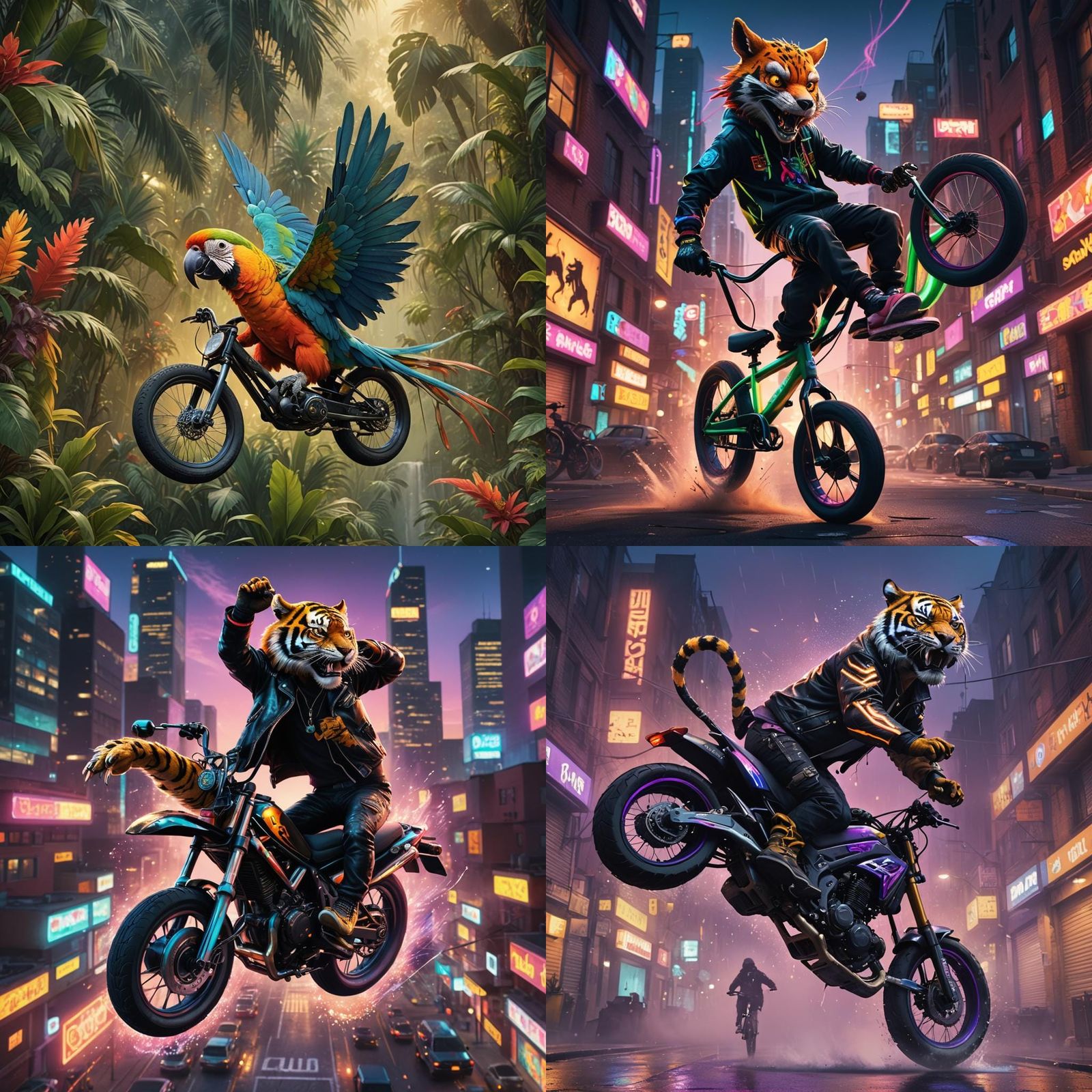 Animals on BMX Bikes Doing Stunts in 4K