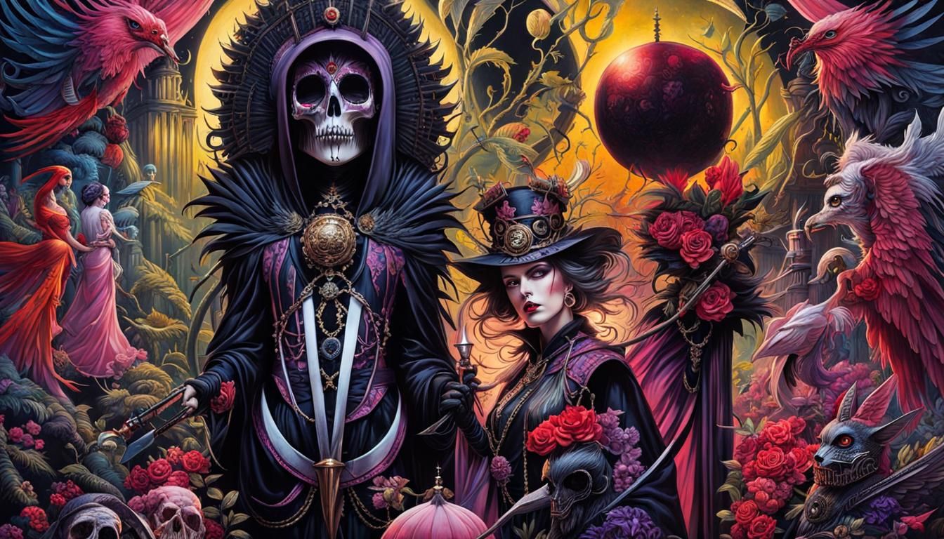 Surreal Horror Original Sin in Mixed Media Style