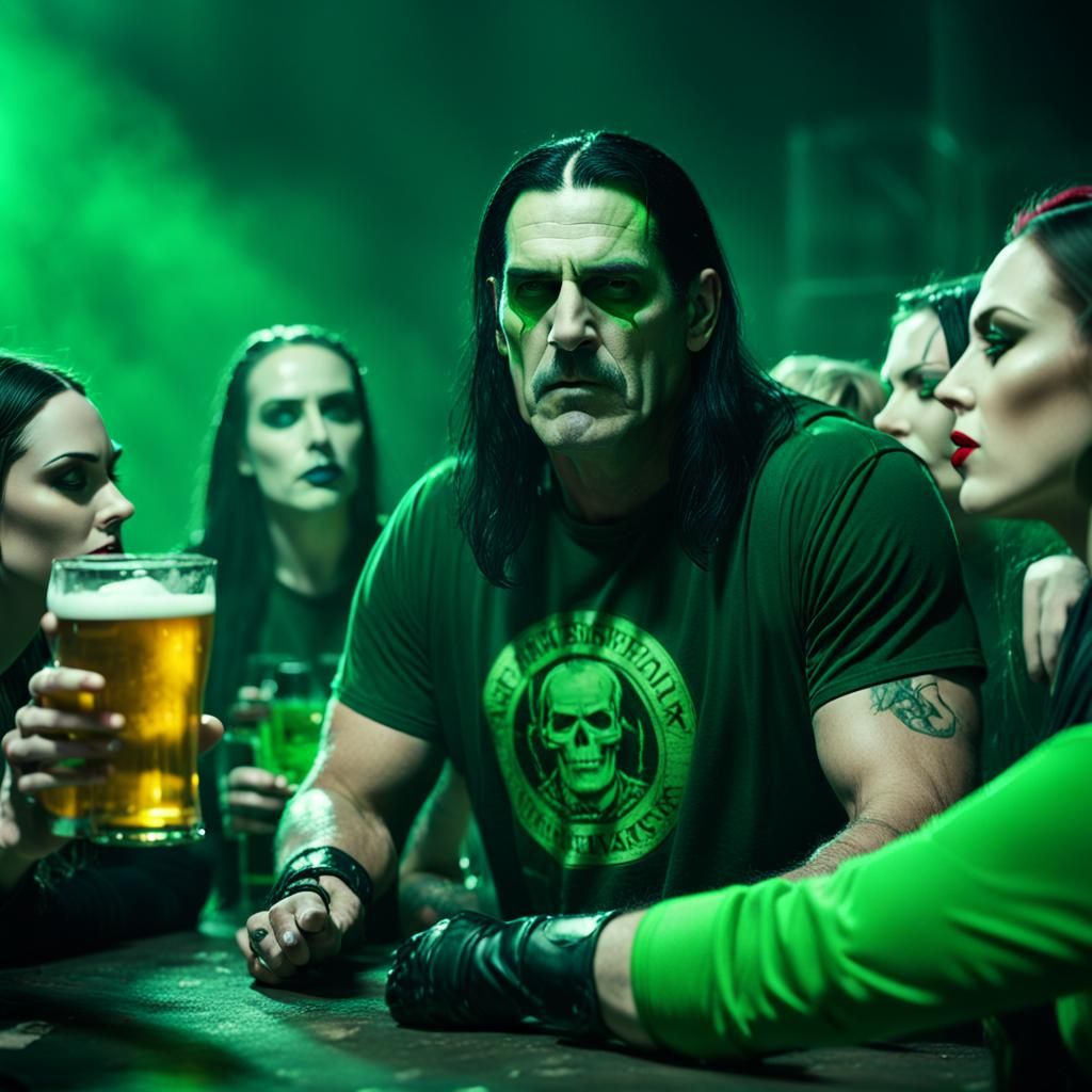 Peter Steele Surrounded by Goth Girls in Film Noir Style