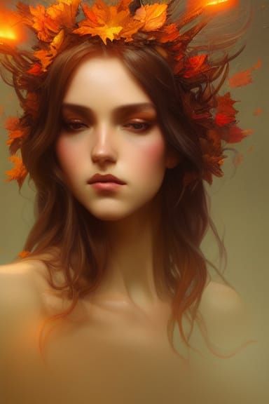 Stunning Fall Witch Goddess Portrait in Digital Art Style