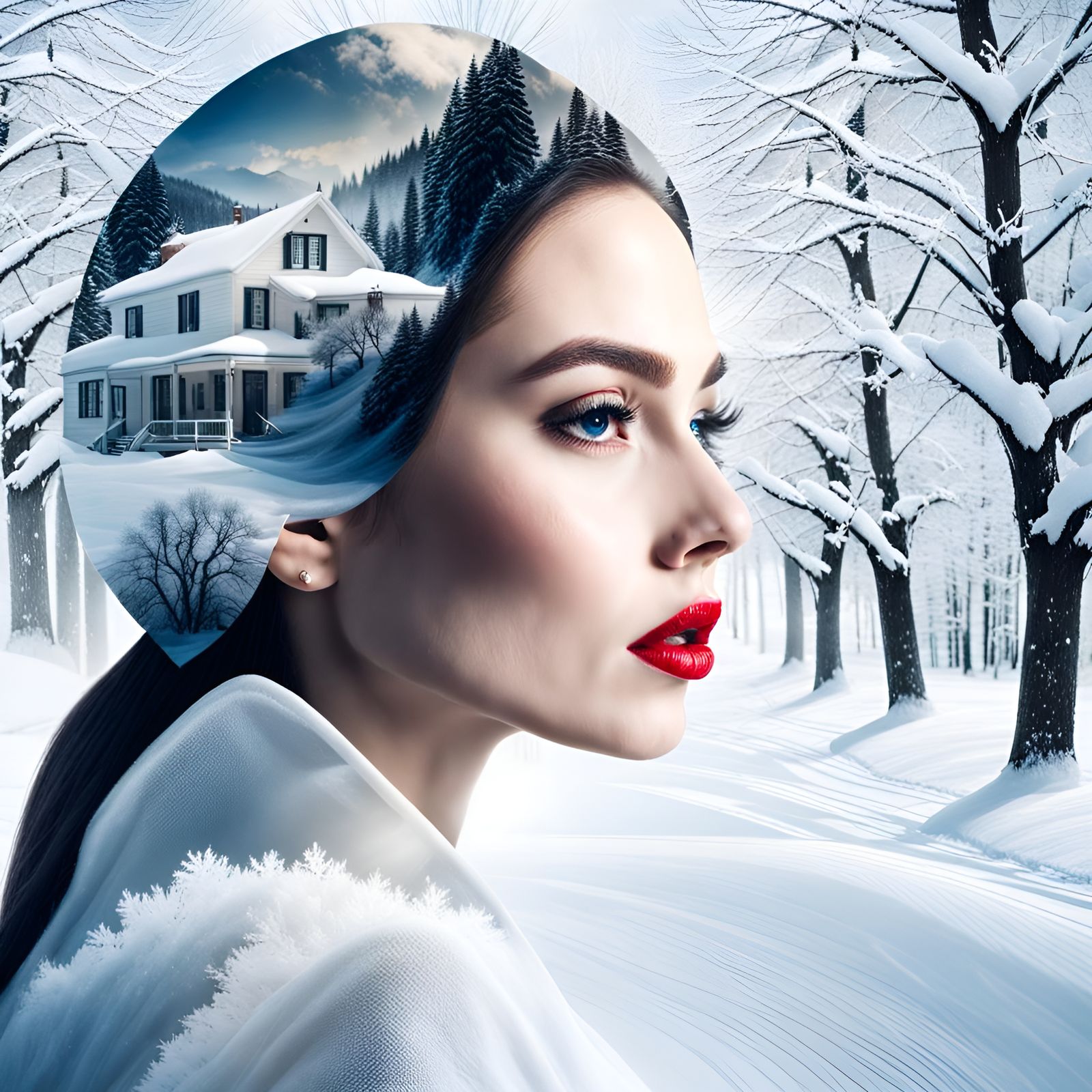 Snow White Portrait with Winter Mindscape