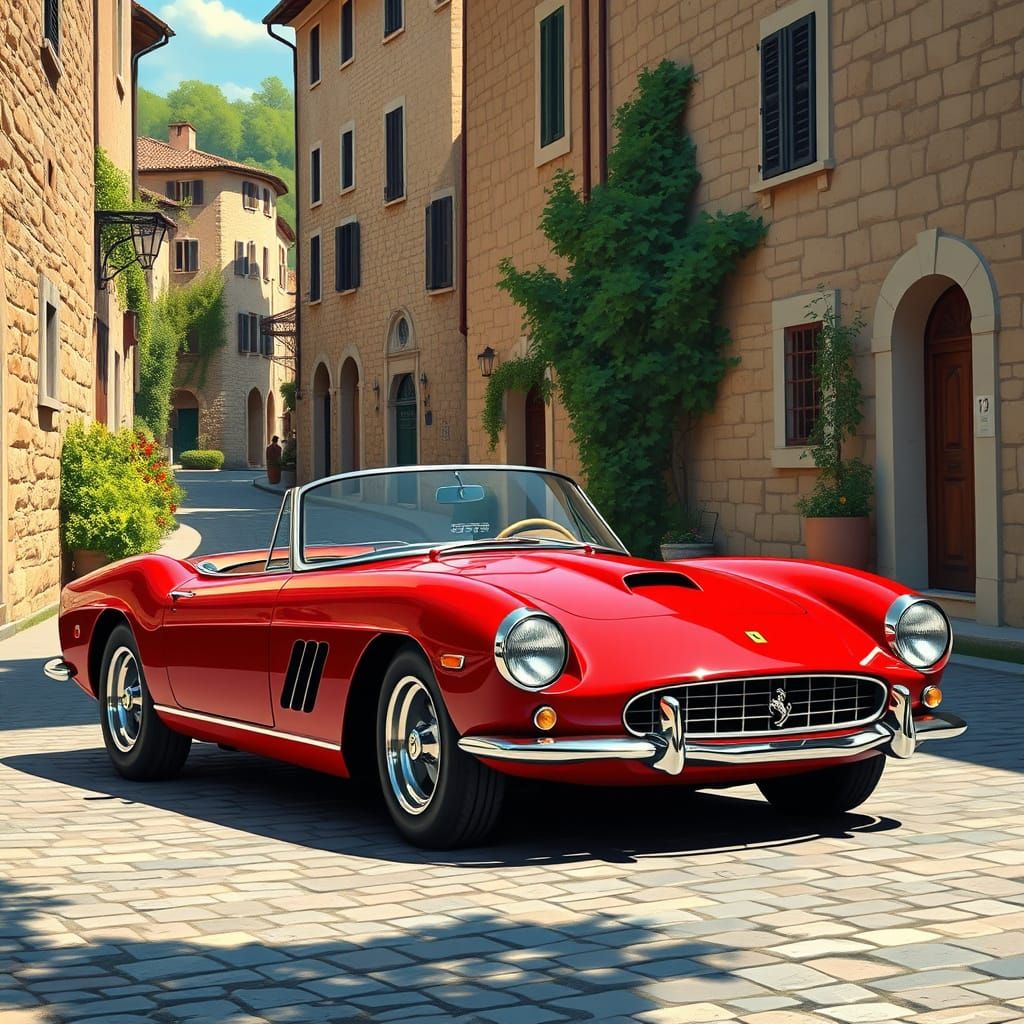 Classic Ferrari in Italian Countryside