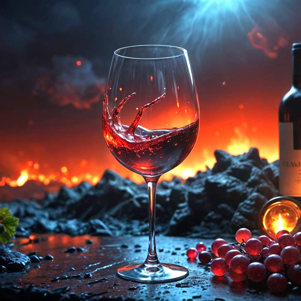 Epic Wine Glass in Dramatic, Atmospheric Setting